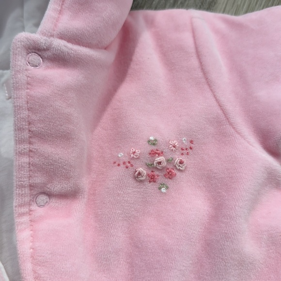 KISSY KISSY BABY VELOUR FOOTED BUNTING onesie fall transition never worn 3-6 M - Picture 2 of 5